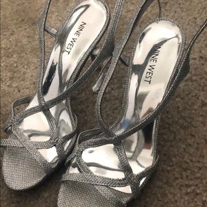 Silver, Nine West heels, size 7m